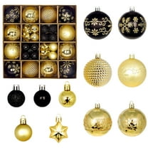CuiLiyq Christmas Ball Ornaments, 44 PCS Shatterproof Christmas Hanging Balls Set for Xmas Tree DIY Craft Gifts, for Home Holiday Wedding Party Decorations (Black, Gold)