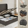 thumbnail image 5 of Merluxy King Bed Frame with Lift Up Storage,Linen Upholstered Platform Bed/ Wingback Headboard/No Box Spring Needed/Dark gray, 5 of 6