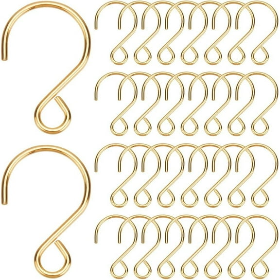 1 Set 1 Box 300pcs S Shaped Hooks Small Stainless Steel S Hooks Metal Wire Mini Golden S Shape Ornament Hanger Hook Connectors for Hanging Crystal Chandelier Christmas Day Tree Jewelry DIY Crafts