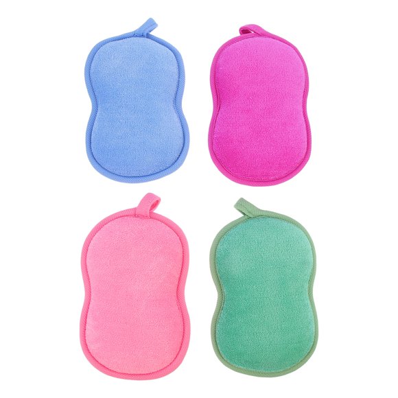 Minkissy 4Pcs Exfoliating Bath Sponges Body Sponges Blue Synthetic Material for Parents