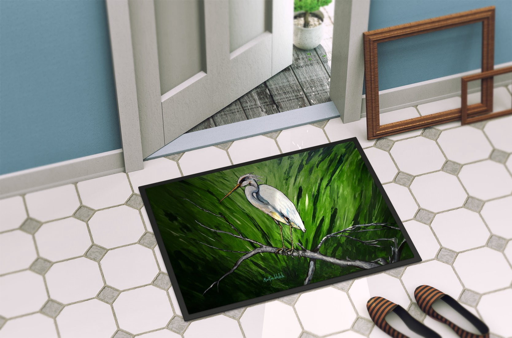 Carolines Treasures MW2105MAT 18 x 27 in. Heron on A Limb Doormat