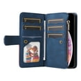 thumbnail image 2 of Multifunctional Case for iPhone XS Max,[RFID Blocking] 9 Credit Cards Holder with Wrist Strap, Premium PU Leather Zipper Wallet Purse Magnetic Flip Phone Cover For iPhone XS Max, Blue, 2 of 12