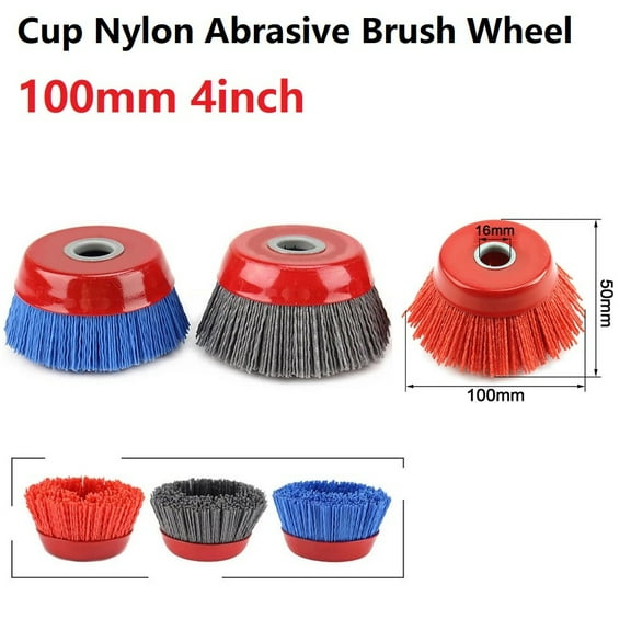 1PC 16mm Arbor Nylon Grinding Cup Brush 100mm/4-inch Wheel Type Steel Wire Brush For Drilling Rotating Tools Wood Polishing