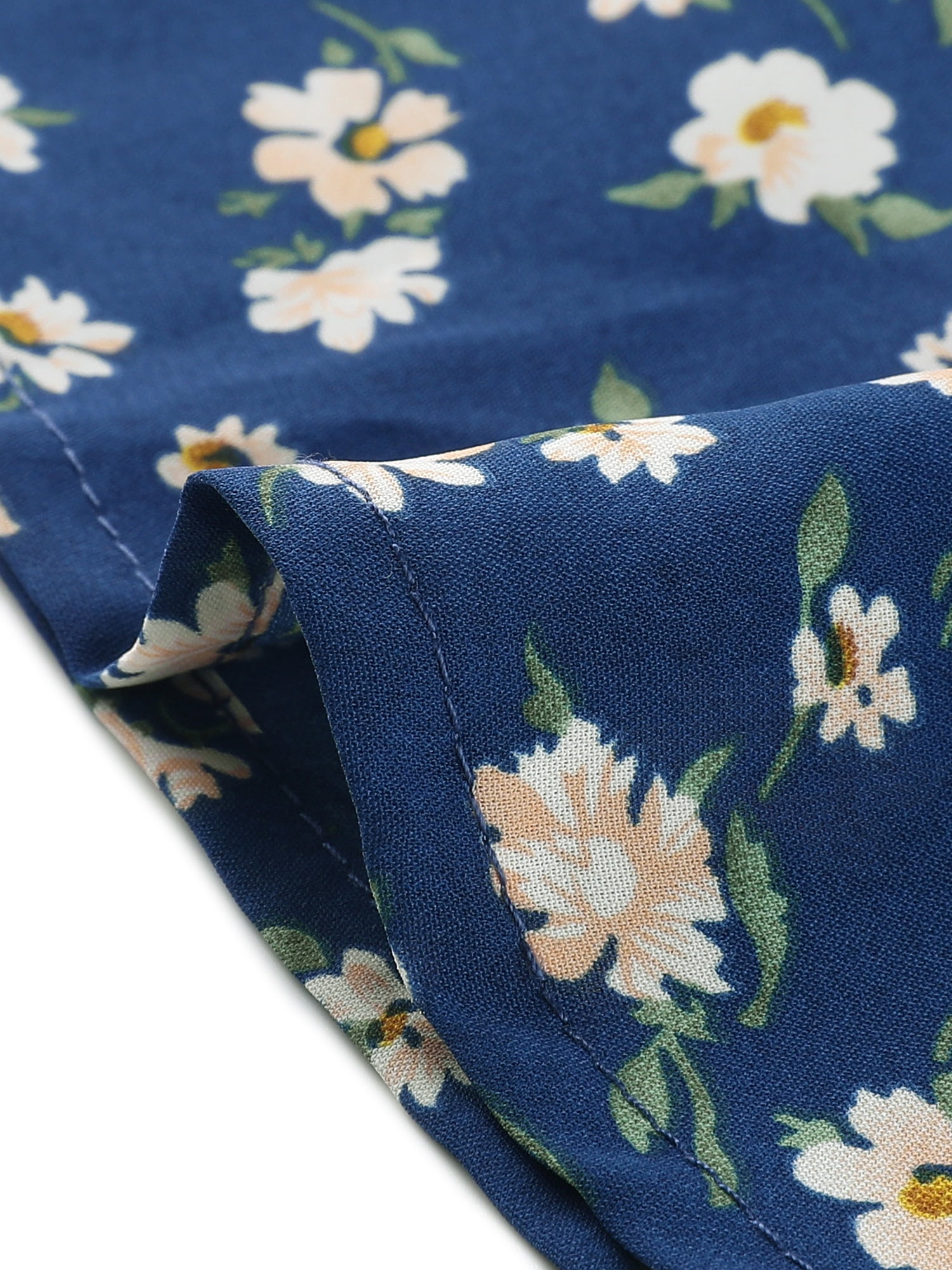 DARING DIVA Square Neck Short Sleeve Print A-Line Dress L Blue-Floral