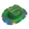thumbnail image 2 of hiryomu LED Light-Up Cowboy Hat Retro Western Style Luminous 9 Color Available Christmas Party Nightclubs Performance Photo Prop Cap, 2 of 8