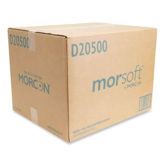 Morcon Tissue Morsoft Dispenser Napkins, 1-Ply, 6 x 13.5, White, 500/Pack, 20 Packs/Carton