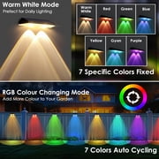 Solar Fence Lights 2 Pack, Warm White & RGB 6 Color IP65 Waterproof Outdoor LED Solar Deck Light, Dusk to Dawn for Backyard, Railing, Patio, Fence