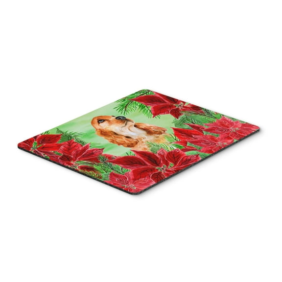 Cocker Spaniel Poinsettas Mouse Pad Hot Pad or Trivet
