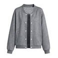 thumbnail image 7 of XRoczxe 4‑15 Years Old Kids Bomber Jacket, Boys Girls Solid Color Button‑Down Sweatshirt Jacket, Long‑Sleeve Casual Outerwear With Pockets, 7 of 7