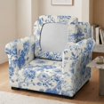 thumbnail image 3 of FKELYI Retro Flower Blue Print 2 Pcs Stretch Armchair Slipcover with Individual Cushion Cover Non-Slip Furniture Protector for Living Room Couch Sofa Covers, 3 of 7