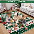 thumbnail image 2 of Garvee 8x10ft Christmas Area Rugs Washable Xmas Decoration Carpet, Cheerful Reindeer Print Pattern Soft Carpet, Non Slip Low Pile Indoor Mats for Living Room Bedroom Office, Green, 2 of 8