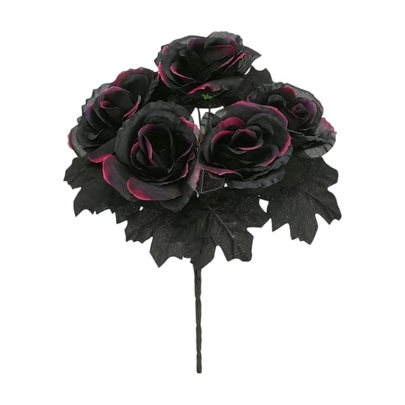 Black Burgundy Roses, Artificial Roses, Halloween Flowers Silk, Black Magic Roses for Gothic Wedding Decor, Party Garden Decoration & Home Table, Halloween Decorations, 1pc