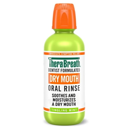TheraBreath Dry Mouth Oral Rinse, Tingling Mint, Dentist Formulated, 16 fl oz
