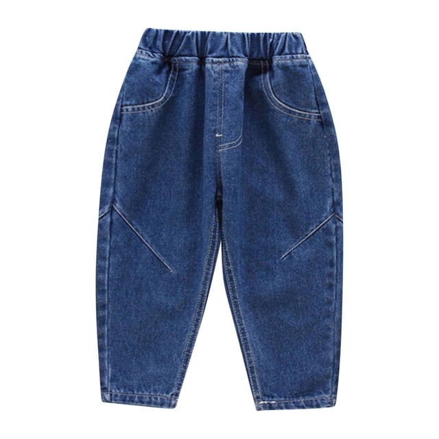 Odeerbi 2-10 Años Niños Niñas Pantalones Vaqueros Jogger Color Sólido Cintura Media Vaqueros Con Bolsillo