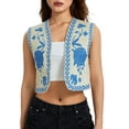 thumbnail image 2 of Women Embroidery Flower Vest, Sleeveless Open Front Casual Outwear Gilet (XS-L), 2 of 9