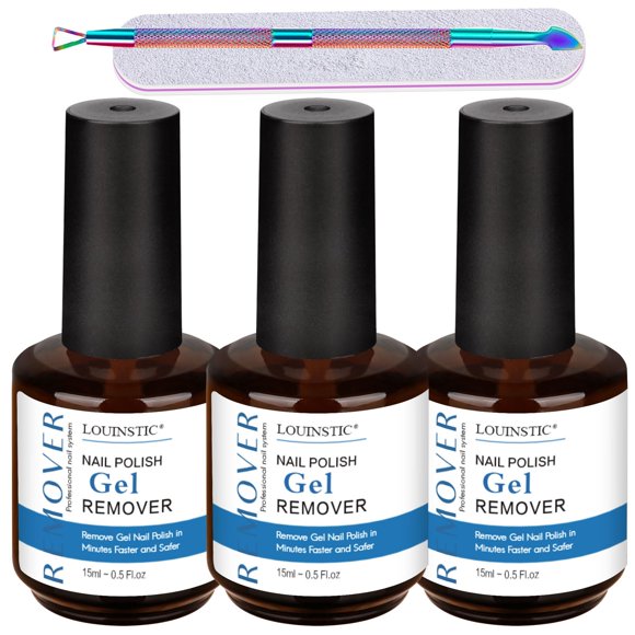 Removedor de esmalte en gel LOUINSTIC Professional para uñas de gel, paquete de 3