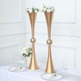 thumbnail image 2 of Efavormart 2 Pack | 31" Gold Crystal Embellishment Trumpet Table Centerpiece, Reversible Plastic Flower Vase, 2 of 10