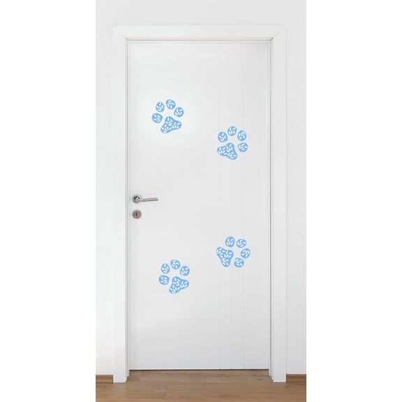 Animal Wall Decal Paw Prints with Cute Feather's Pattern Bedroom Wall Decal for Children Dog Cute Themed Room Décor - Size: 6 In x 6 In
