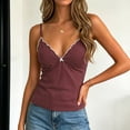 thumbnail image 2 of idosla Women's Polka Dot Cami Y2k Lace Trim V Neck Spaghetti Strap Cute Bow Camisole Trendy Going Out Tank Top (Brick Red, L), 2 of 7