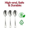 thumbnail image 5 of Smarty 4" Shiny Metallic Silver Mini Plastic Disposable Dessert Spoon 960ct, 5 of 6