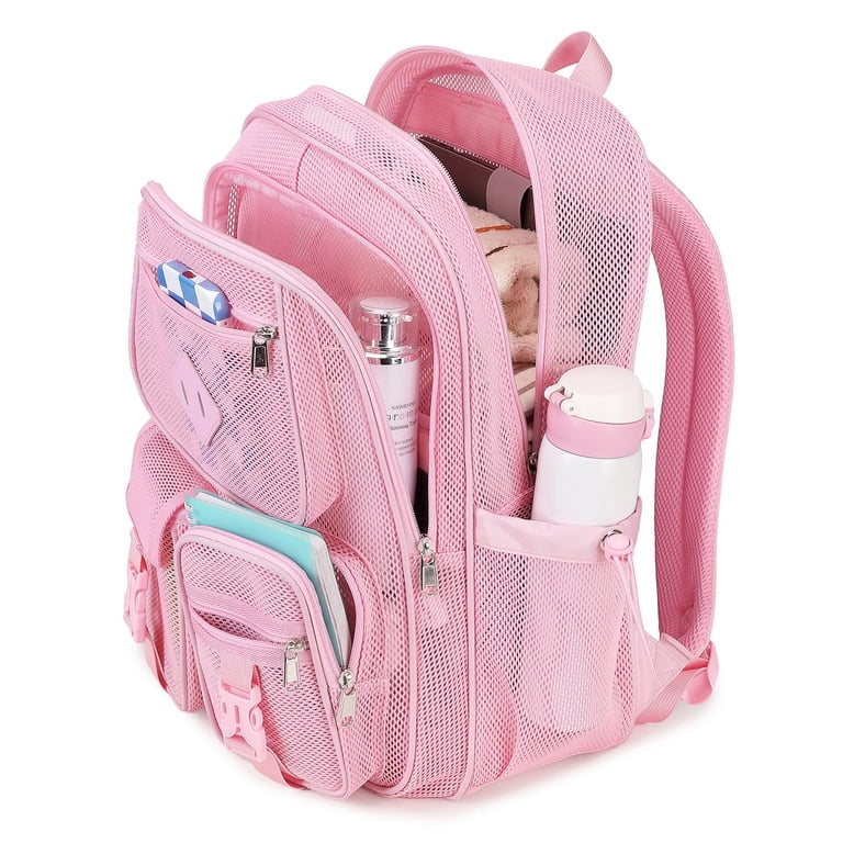 Heavy Duty See Through Mesh Backpack for School, Beach, Sports, Travel Amazon.com | Tyckgin Mesh Backpack, See Through transparent  main image 4