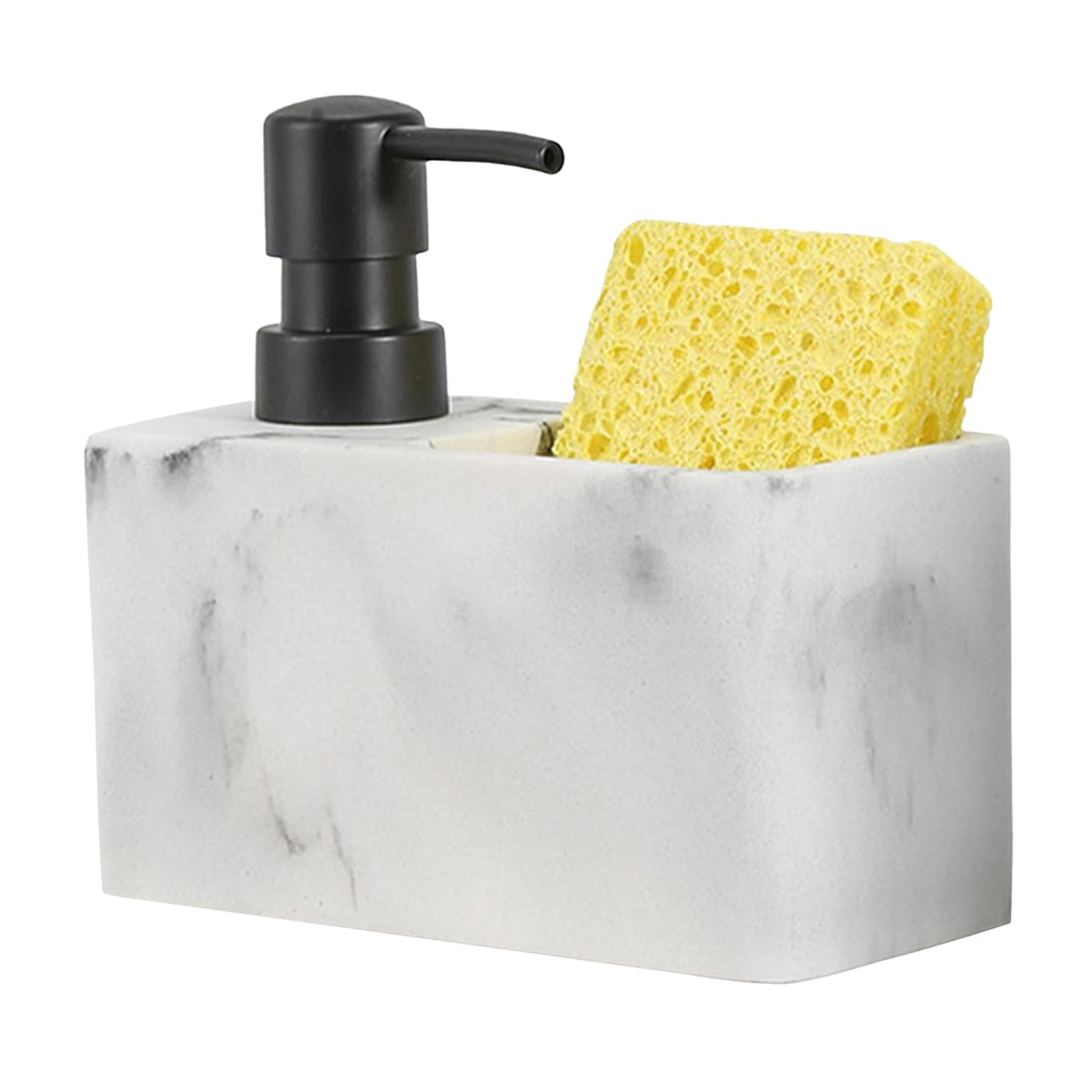 Soap Dispenser, Sponge Holder Liquid Soap Dispenser Liquid Pump Bottle Accessories Scrubbers ,Kitchen Sink Soap Dispenser for Hotel Bathroom White