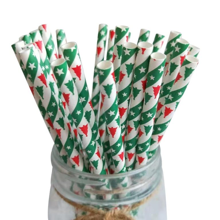 Christmas Paper Straws - Snowflake Drinking Straw, Decorations for Home,  Xmas & New Year Party Supplies 