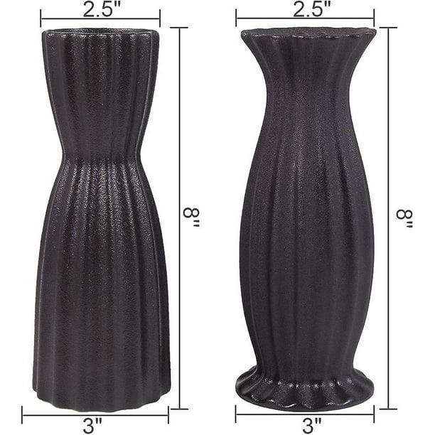 Flower Vase Set Of 2, Black Floral Vases For Decor 8 Inch Ceramic Vase Idea Gift Vase For Table