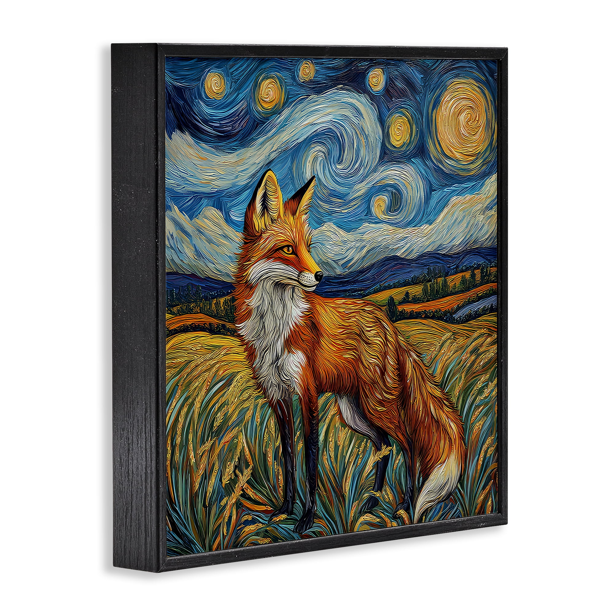 Stupell Industries Swirling Impressionist Fox Black Framed Giclee Art, design by The Wands Want