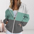 thumbnail image 2 of Holzkary Zip Up Hoodie Women Fall Oversized Pocket Sweatshirt Track Jacket Solid Color Tops Color Block Long Sleeve Sweatshirts Fall Outfits 2025 Versized Hoodies Casual Fashion Jackets Green Xl, 2 of 4