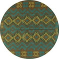thumbnail image 1 of Ahgly Company Machine Washable Indoor Round Southwestern Turquoise Blue Country Area Rugs, 4' Round, 1 of 4