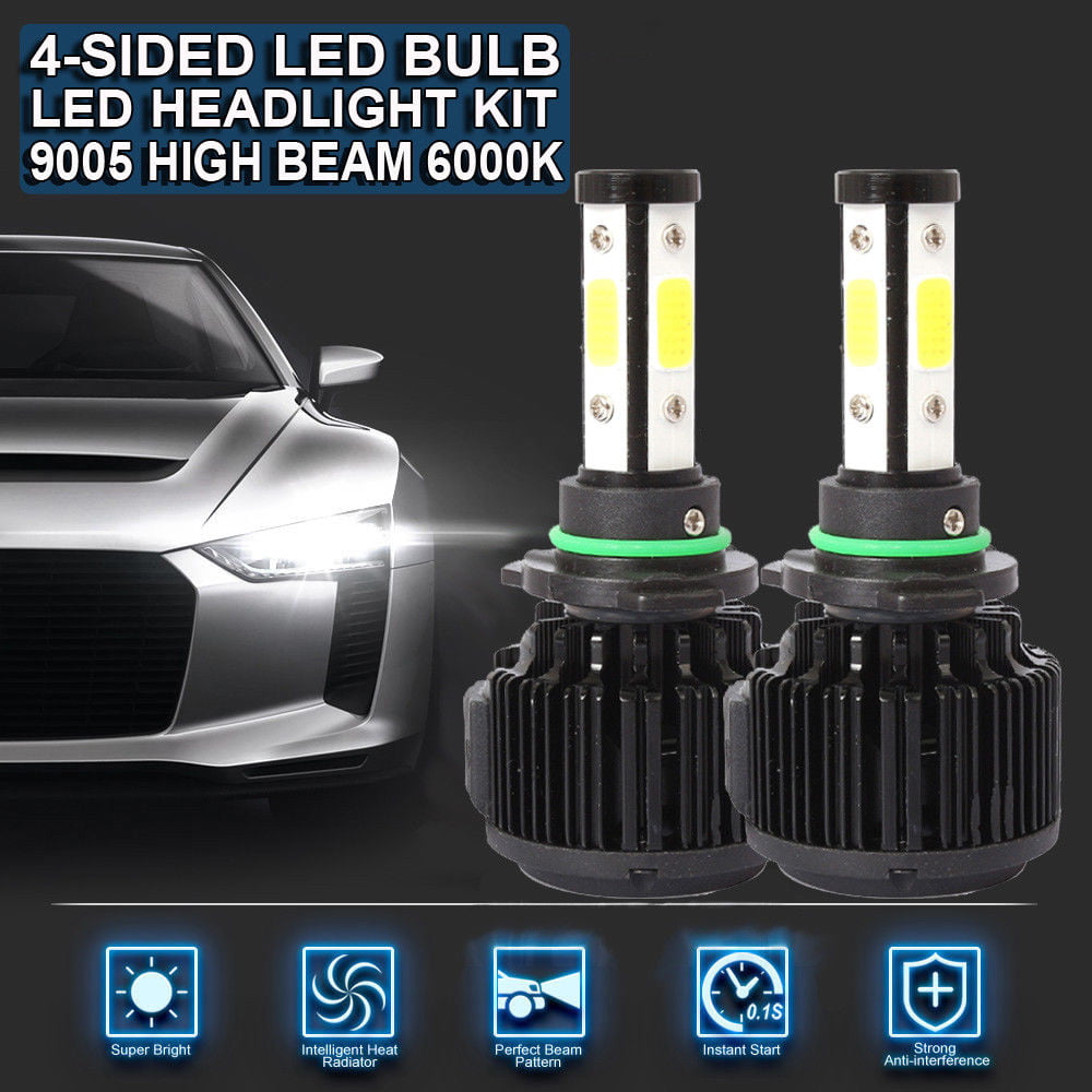 US Stock LED Headlight Bulbs 9005 9006 Combo Kit 24000LM Total 6000K White High Low Beam 4-Side Chips 360 Degree for Cars Automotive Headlamp 2 Year Warranty 4PCS