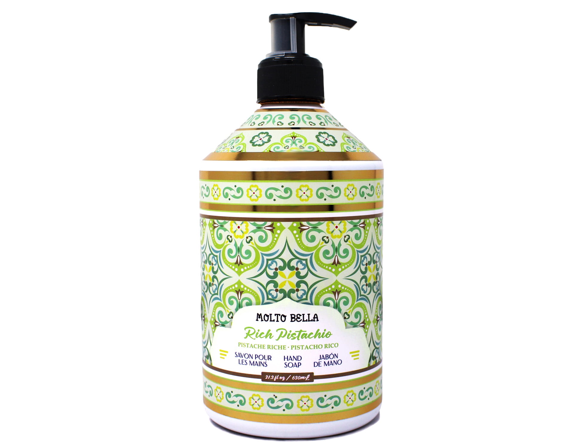 Molto Bella Rich Pistachio Hand Soap, Moisturizing Liquid Hand Wash with Elegant Fragrance, Pump Bottle, 21.3 fl oz 5 Pack
