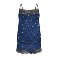 thumbnail image 4 of Hrsba Cute 2 Piece Outfits for Women,Print Lace Sleeveless Camisole Patchwork Shorts Casual Summer Set, 4 of 5
