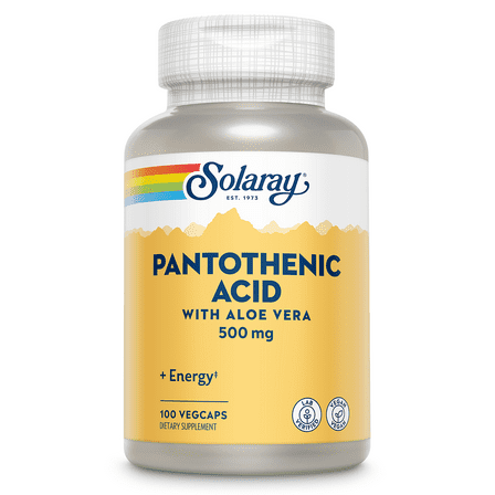 Solaray Pantothenic Acid 500mg | Vitamin B-5 for Coenzyme-A Production & Energy Metabolism | For Hair, Skin, Nails & Digestive Support | 100 VegCaps