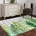thumbnail image 4 of Spring Leaves Area Rugs Collection 3'x5', Pastoral Garden Botanical Gray Plaid Non Slip Indoor Rectangle Throw Runner Rug Floor Mat Carpet for Living Room Dining Table Bedroom Nursery, 4 of 9