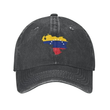 DouZhe Adjustable Washed Cotton Baseball Cap - Venezuela Map Flag Prints Vintage Dad Hat Unisex Sports Caps (Black)
