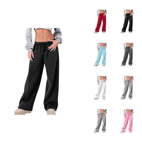 Soft Women's Winter Casual Wide Leg Sweatpants with Elastic Waistband for Comfortable Everyday Wear