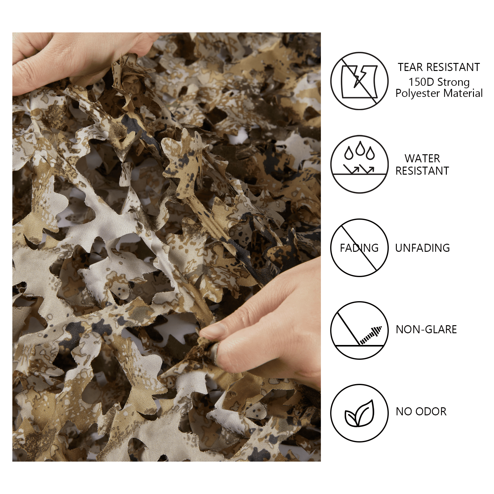 BASSDASH Camo Netting Camouflage Mesh Water Resistant for Hunting Blind Party Decoration Sunshade Shooting Tree Stand Cover