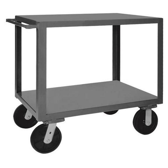 Durham HET-2448-2-5K-95 14 Gauge Tubular Push Handled Heavy Duty Service Truck with 2 Shelves, Gray - 48 x 24 x 37.5 in.