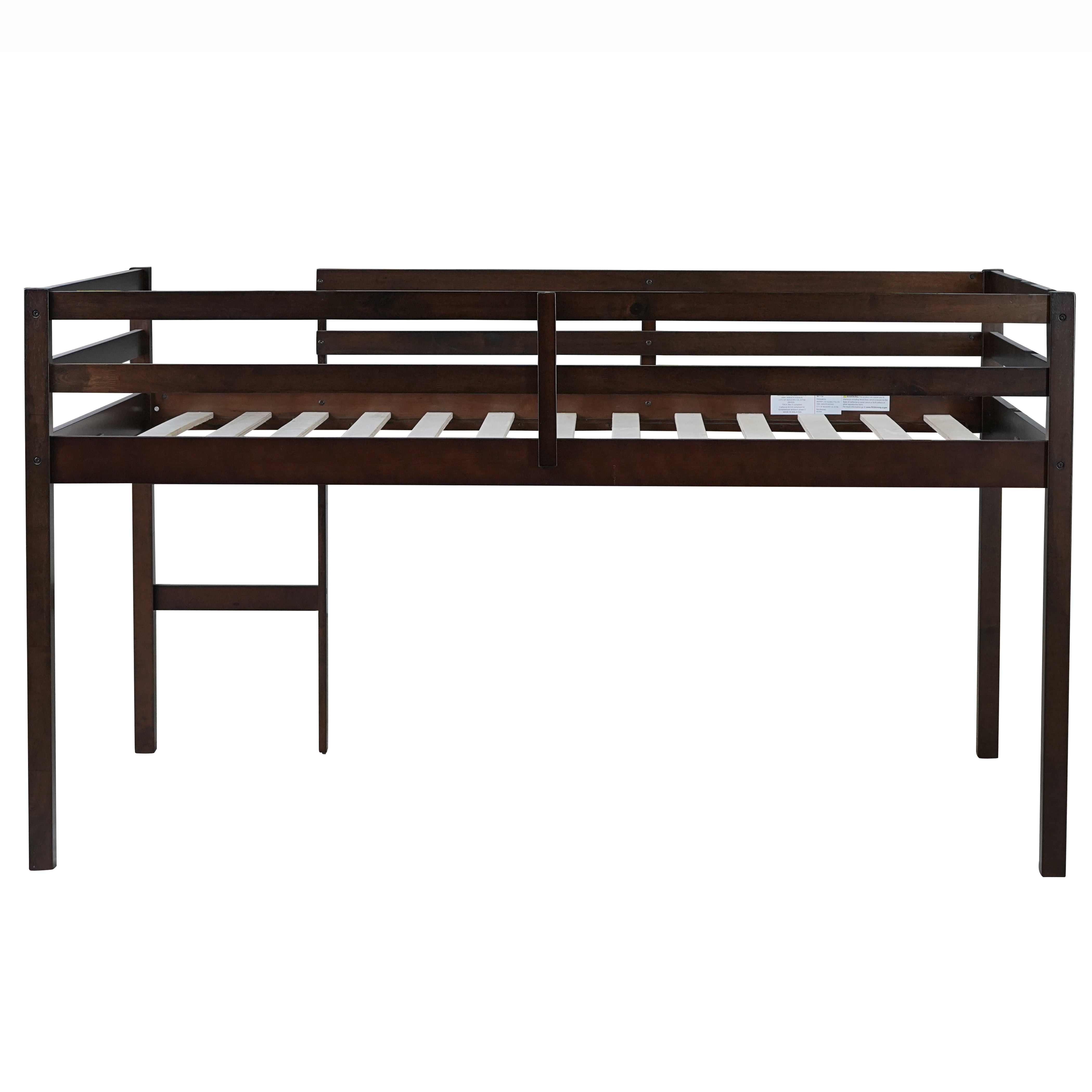 Miniyam Modern Full Size Loft Bed with Ladder, Minimalist Design, Espresso