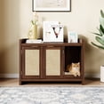 thumbnail image 4 of 33'' Cat Litter Box Enclosure with Rattan Door,Hidden Litter Cabinet Furniture with Cat Scratch Pad for Living Room, Walnut, 4 of 8