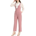 thumbnail image 2 of INSPIRE CHIC Women's Casual Wide Leg Rompers Pockets Knit Overalls Jumpsuit XL Pink, 2 of 5