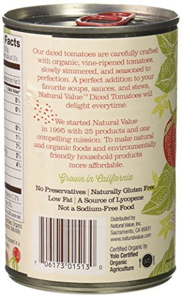 Natural Value Tomatoes, Diced, No Salt Added, Organic-14.5 oz