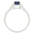 thumbnail image 4 of 1.86 ctw with Simulated Diamond Halo Accents Anniversary Ring for Women | Emerald Cut Simulated Blue Sapphire | Hyperallergenic Solid 14K White Gold, 4 of 5