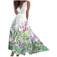 thumbnail image 1 of QIPOPIQ Robe Longue Portefeuille d'Été pour Femme Décontractée Bohème à Fleurs à Col en V Sans Manches à Ourlet Volanté Robe Longue de Plage Liquidation d'Été, 1 of 5
