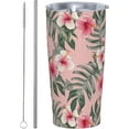 thumbnail image 2 of Pink Hibiscus Flowers Tumbler Travel Coffee Mug With Flip Lid 20 Oz Insulated Tumbler Cup Gift For Father Mother Friend Birthday, 2 of 6