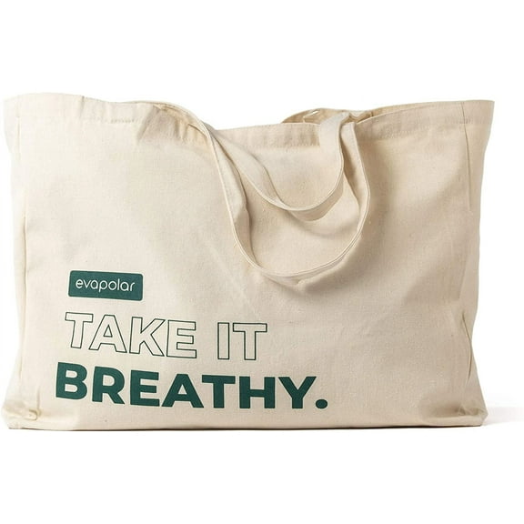 Evapolar evaBAG Cotton Tote Bag, Reusable Grocery Shopping Bag, Handy Bag, Ivory