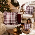 thumbnail image 6 of Kuokaa Burgundy Plaid Ruffle Christmas Throw Pillow with Insert, Decorative Checkered Cushion for Sofa Couch Chair Bed Farmhouse Holiday Home Decor, 17.72 x 17.72 in, 6 of 7