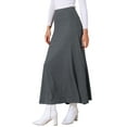 thumbnail image 4 of INSPIRE CHIC Women's Skirt High Waist Stretch Solid Lightweight  Flowy Flare Casual Maxi Skirts S Dark Gray, 4 of 6
